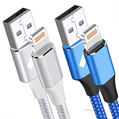 iPhone Ladekabel Lightning Kabel [2M Weiß+0.5M Blau] MFi Zertifiziert iphone kabel Nylon iphone schnellladekabel USB kabel für iPhone 13 13 Pro 13 Pro Max 12 11 SE 2020 XR XS X 8 7 6 6s Plus,iPad Pro