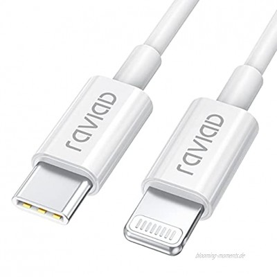 RAVIAD USB C auf Lightning Kabel 2M iPhone Ladekabel MFi Zertifiziert Power Delivery USB C Lightning Ladekabel Kompatibel für iPhone 12 12 Pro 12 Pro Max 12 Mini 11 11 Pro SE XR XS X 8 8 Plus Weiß