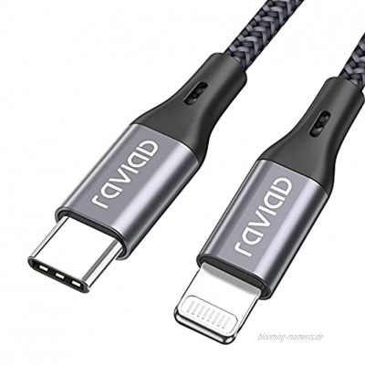 RAVIAD USB C auf Lightning Kabel 2M [MFi Zertifiziert] Power Delivery iPhone Ladekabel USB C Nylon iPhone Kabel für iPhone 12 12 Pro Max 12 Mini 11 11 Pro SE 2020 XR XS X 8 Grau