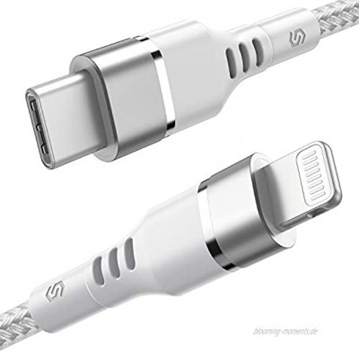 Syncwire USB C auf Lightning Kabel 1,2M [MFi Zertifiziert] Typ C Lightning Nylon Ladekabel schnelles Datenkabel für iPhone 12 12 mini 12 Pro Max SE2020 11 11 Pro Max X XS Max XR 8 8 Plus Weiß