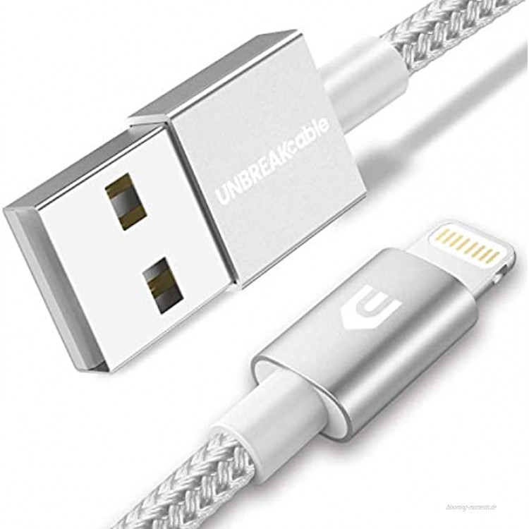 UNBREAKcable iPhone Ladekabel Lightning Kabel [2M+2M] MFi-Zertifiziert – Schnellladekabel kompatibel mit iPhone X iPhone 8 iPhone 6s iPhone 6 iPhone 7 iPhone XS MAX XR iPad Air Silber-Grau