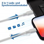Xcords 2 Pack Type C Kabel 6ft Lightning Klinke für iPhone Ladekabel Phone Datenkabel weiße Schnellladekabell für iPhone XS Max XR X 8 8 Plus 7 7 Plus 6s 6 6 Plus 5S 5 iPad Pro