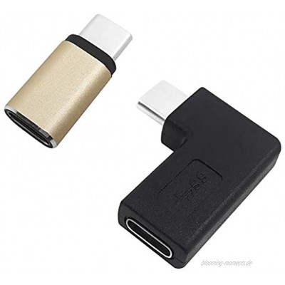 Afunta USB-Typ-C-Stecker auf Buchse 90 Grad Typ C-Stecker auf Buchse Adapter und USB C männlich auf USB C weiblich Adapter für Laptop Desktop Handy