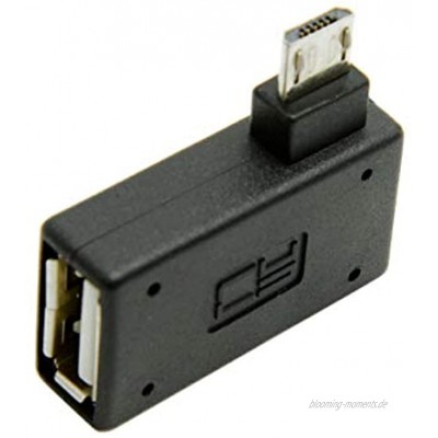 Cablecc Micro-USB 2.0 OTG-Host-Adapter links gewinkelt 90 Grad mit USB-Strom für Galaxy S3 S4 S5 Note2 Note3 Handy und Tablet