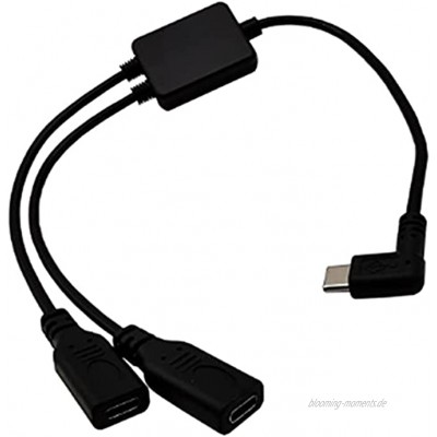 Kuinayouyi USB 3.1 C Stecker Abgewinkelt auf 2X USB 3.1 C Buchse Ladedaten üBertragung 2 im 1 Splitter VerllNgerungs Kabel