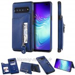 nancencen Kompatibel mit Samsung Galaxy S10 5G 6.7 Zoll Handyhülle Leder Brieftasche Halterungs Funktion TPU Zurück Flip Cover Schutzhülle Anti-Fall Einfarbig Blau