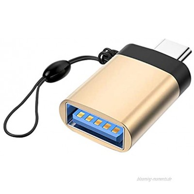 Vokmon USB-Typ-C-Adapter OTG bewegliche Frau zu Mann USB-Typ-C-Adapter 3.0 Typ-C-Konverter mit Anti-verloren Lanyard Gold