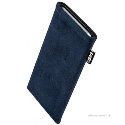 fitBAG Classic Blau Handytasche Tasche aus original Alcantara mit Microfaserinnenfutter für Oppo Reno 6 5G | Hülle mit Reinigungsfunktion | Made in Germany