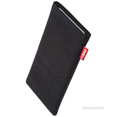 fitBAG Rave Schwarz Handytasche Tasche aus Textil-Stoff mit Microfaserinnenfutter für Samsung Galaxy Note20 Ultra Note 20 Ultra 5G | Hülle mit Reinigungsfunktion | Made in Germany