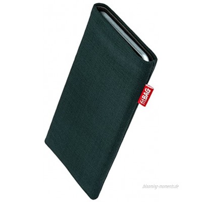 fitBAG Rave Smaragd Handytasche Tasche aus Textil-Stoff mit Microfaserinnenfutter für Apple iPhone 13 iPhone 13 Pro iPhone 12 iPhone 12 Pro | Hülle mit Reinigungsfunktion | Made in Germany