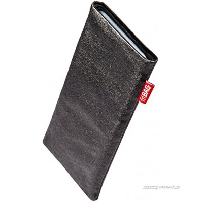 fitBAG Techno Schwarz Handytasche Tasche aus Textil-Stoff mit Microfaserinnenfutter für Samsung Galaxy A72 | Hülle mit Reinigungsfunktion | Made in Germany