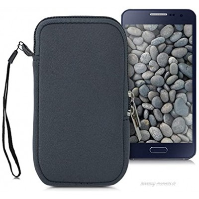 kwmobile Handytasche für Smartphones L 6,5" Neopren Handy Hülle Grau Handy Tasche 16,5 x 8,9 cm Innenmaße
