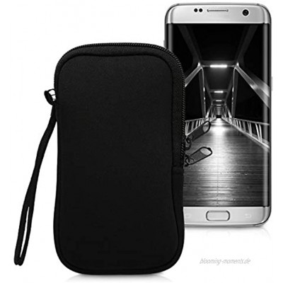 kwmobile Handytasche für Smartphones L 6,5" Neopren Handy Hülle Schwarz Handy Tasche 16,5 x 8,9 cm Innenmaße