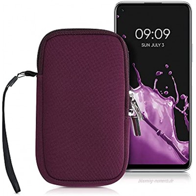 kwmobile Handytasche für Smartphones M 5,5" Neopren Handy Hülle Brombeere Handy Tasche 15,2 x 8,3 cm Innenmaße