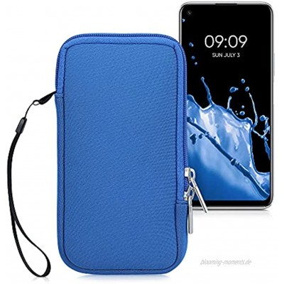 kwmobile Handytasche für Smartphones XL 6,7 6,8" Neopren Handy Hülle Blau Handy Tasche 17,2 x 8,4 cm Innenmaße