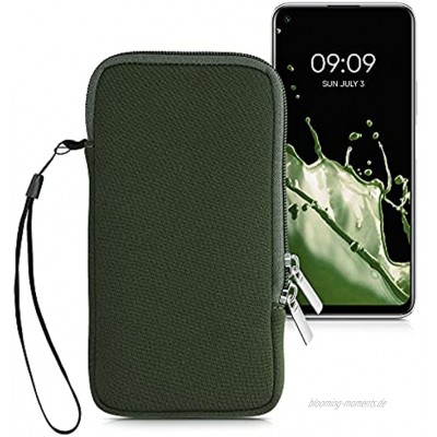 kwmobile Handytasche für Smartphones XL 6,7 6,8" Neopren Handy Hülle Dunkelgrün Handy Tasche 17,2 x 8,4 cm Innenmaße