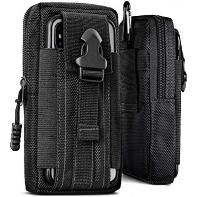 ONEFLOW Survival Case für alle Blackviews Gürteltasche aus Nylon Handytasche mit Karabiner Handy Gürtel Tasche Outdoor Handyhülle Schwarz
