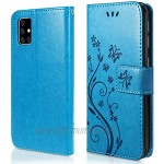AROYI Lederhülle Kompatibel mit Galaxy A51 Hülle und Schutzfolie Flip Wallet Handyhülle PU Leder Tasche Case Kartensteckplätzen Schutzhülle Kompatibel mit Galaxy A51 Blau