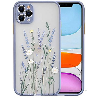 Ownest Kompatibel mit iPhone 11 Pro Hülle,Blume Transparent Matte PC Back 3D Floral und Mädchen Frau Weich Silikon Bumper Schutzhülle Case für iPhone 11 Pro-Lila