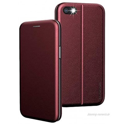 BYONDCASE Handyhülle iPhone 8 Hülle Rot iPhone 7 Hülle [iPhone SE 2020 Hülle Deluxe Leder Flip-Case Klapphülle] Cover Schutzhülle kompatibel für iPhone 8 7 SE 2020 Tasche