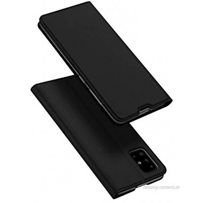 DUX DUCIS Hülle für Samsung Galaxy A51 Leder Klappbar Handyhülle Schutzhülle Tasche Case mit [Kartenfach] [Ständer] [Magnetisch] für Samsung Galaxy A51 Schwarz