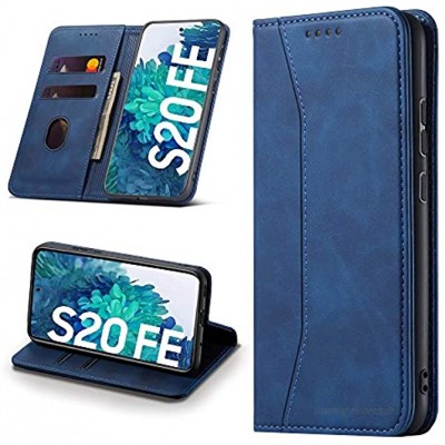 Leaisan Handyhülle für Samsung Galaxy S20 FE Hülle Premium Leder Flip Klappbare Stoßfeste Magnetische [Standfunktion] [Kartenfächern] Schutzhülle für Galaxy S20 FE Tasche Blau