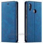 QLTYPRI Hülle für Huawei P20 Lite Premium Dünne Ledertasche Handyhülle mit Kartenfach Ständer Flip Schutzhülle Kompatibel mit Huawei P20 Lite Blau