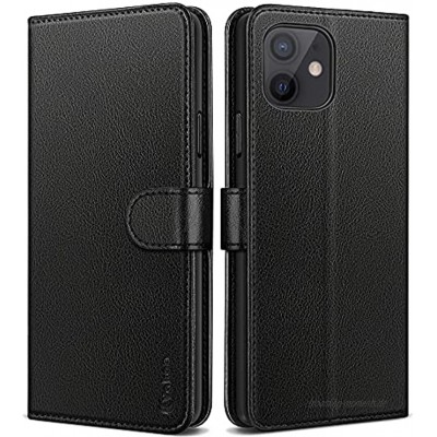 Vakoo Handyhülle für iPhone 12 Mini Hülle Leder Tasche Schutzhülle mit RFID Schutz für iPhone 12 Mini Case Schwarz 5.4 Zoll