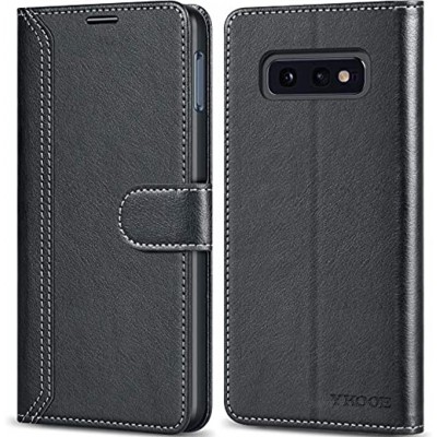ykooe Handyhülle für Samsung Galaxy S10e Hülle Schwarz Leder Schutzhülle für Samsung Galaxy S10e Flip Case Tasche