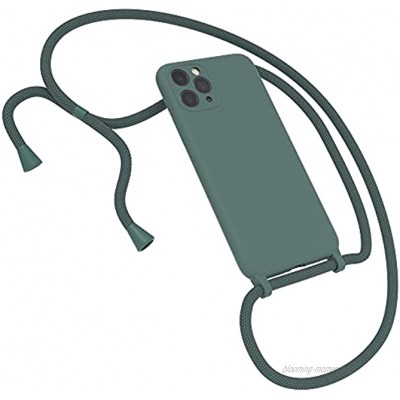 EAZY CASE Premium Silikon Handykette kompatibel mit iPhone 11 Pro Handyhülle mit Umhängeband Handykordel mit Schutzhülle Silikonhülle Hülle mit Band Kette für Smartphone Nachtgrün Grün