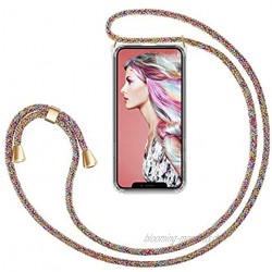 ZhinkArts Handykette kompatibel mit Apple iPhone 12 12 Pro 6,1" Display Smartphone Necklace Hülle mit Band Schnur mit Case zum umhängen in Rainbow