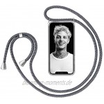 ZhinkArts Handykette kompatibel mit Apple iPhone 12 12 Pro 6,1" Display Smartphone Necklace Hülle mit Band Schnur mit Case zum umhängen in Dunkelgrau
