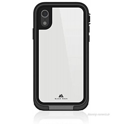 Black Rock Hülle 360 Grad Hero Case passend für Apple iPhone XR | Handyhülle Wasserdicht Tauchfähig bis 8 m IP68 Outdoor Case Cover Transparent mit schwarzem Rahmen