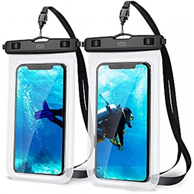 YOSH wasserdichte Handyhülle 7,0 Zoll 2 Stück Handy Wasserschutzhülle für Schwimmen Baden und Kochen IPX8 Waterproof Phone Case Kompatibel mit iPhone 12 11 Pro XS Max XR X Samsung S8