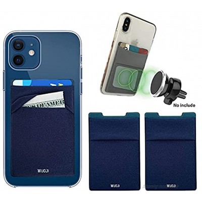 [2 Stück] 3-in-1 RFID-blockierende Metallplatte für Telefonkarten – doppelte sichere Tasche – Befestigung an Magneten selbstklebend Handy-Brieftasche Aufkleber für alle Smartphones dunkelblau