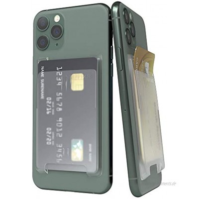 EAZY CASE Kartenhalter für Smartphones Starkhaftendes Kartenetui selbstklebend Kartenfach für das Handy Kartenhülle Halterung für Ausweise Halter für Kreditkarte EC-Karte Transparent