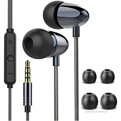 In Ear Kopfhörer Aioneus Kopfhörer mit Mikrofon Lautstärkeregler In-Ear Ohrhörer Stereo Bass Geräuschabsenkung In-Ear kopfhörer mit Kabel für iPhone Huawei Samsung PC,MP3 kinder 3.5mm Kopfhörer