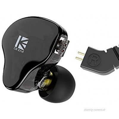 KBEAR KS2 Ohrhörer Stereo Sound In Ear Kopfhörer Yinyoo HiFi Over Ear Ohrhörer Headset Noise Cancelling Hybrid 1BA 1DD Ohrhörer mit abnehmbarem Kabel zum Laufen Gehen kein Mikrofon Schwarz KS2
