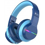 iClever Bluetooth Kinder Kopfhörer Farbige LED-Leuchten Kinderkopfhörer Over-Ear mit 74 85 94dB Lautstärkebegrenzung 40 Stunden Spielzeit Bluetooth 5.0 eingebautes Mikrofon BTH12