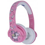 OTL Technologies JUNIOR Bluetooth Kinder Kopfhörer Peppa Pig Unicorn gepolsterte Bügel Lautstärke Begrenzung auf 85 dB buntes Peppa Wutz Design für Jungen und Mädchen Pink Weiß
