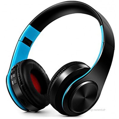 KINGCOO Drahtloser Kopfhörer Over-Ear Faltbarer Sport und Laufendes Bluetooth Stereo Kopfhörer mit Mikrofon für iPhone iPad und alle Bluetooth fähigen Geräte,Unterstützungs TF Karte Schwarz Blau