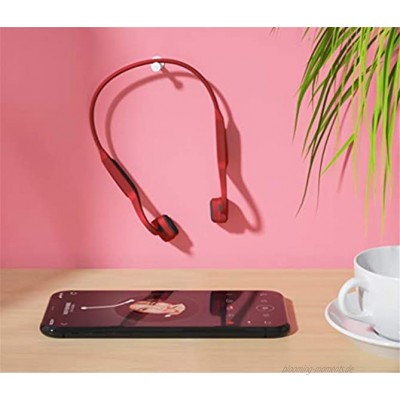 LBYSK Knochenleitung Bluetooth 5.0 Sport Kopfhörer Sweat-Proof Leichte Ohrbügel für Lauf Kopfhörer einen.Kreislauf.durchmachentreibende Fitness,Rot
