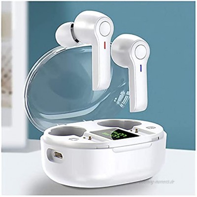 LSZ Drahtlose Ohrhörer Bluetooth-Kopfhörer wasserdicht wiederaufladbar In-Ear-Kopfhörer Mini tragbare Stereo-Headsets schnelle und stabile Verbindung Sport-Kopfhörer Color : White