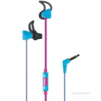 Vivanco SPX 60 In-Ear Sport-Kopfhörer mit Mikrofon Headset Ohrhörer für Smartphone Handy MP3-Player IXP4 spritzwassergeschützt mit Fernbedienung und 3,5 mm Winkelstecker pink blau