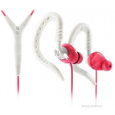 Yurbuds by JBL Focus 400 Behind-the-Ear Sport Kopfhörer TwistLock Technologie QuikClick-Magneten 3-Tasten-Fernbedienung Mikrofon geeignet für Apple iOS Geräten pink weiß