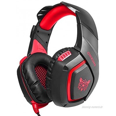 HUOGUOYIN Computer-Headset Headset Stereo Bass Surround PC Gaming Kopfhörer Spiel-Kopfhörer mit Mic for PC Handy for PS4 Xbox One D40 Gaming-Headset Color : Red