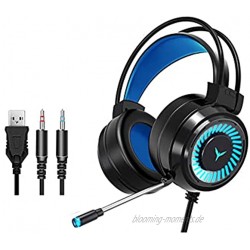 STST Gaming-Kopfhörer Stereo-Sound Gamer-Kopfhörer HD-Mikrofon-LED-Headset mit leuchtendem Surround-Sound für Desktop-PCs Tablets Mobiltelefone,Schwarz