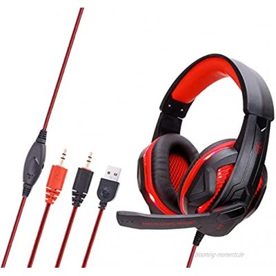 XZYP Wired Gaming Headset Bass Surround Over-Head-Kopfhörer Mit Noise-Cancelling Mikrofon LED-Licht Lautstärkeregelung Kompatibel Mit PC Laptop