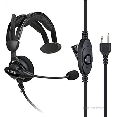 COODIO Funkgeräte Ohrhörer 2 Pin Über-Ohr Security Headset [Swivel Boom Mikrofon] [Noise Cancelling] Kopfhörer Mikrofon Kompatibel mit Midland Walkie-Talkie PMR
