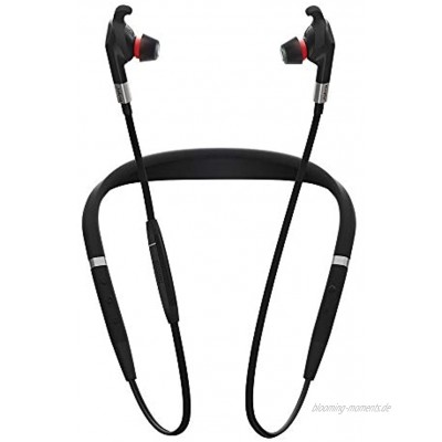 Jabra Evolve 75e MS Wireless In-Ear Kopfhörer Microsoft zertifizierte Earbuds mit langer Akkulaufzeit Vibrierender Nackenbügel und Busylight Schwarz